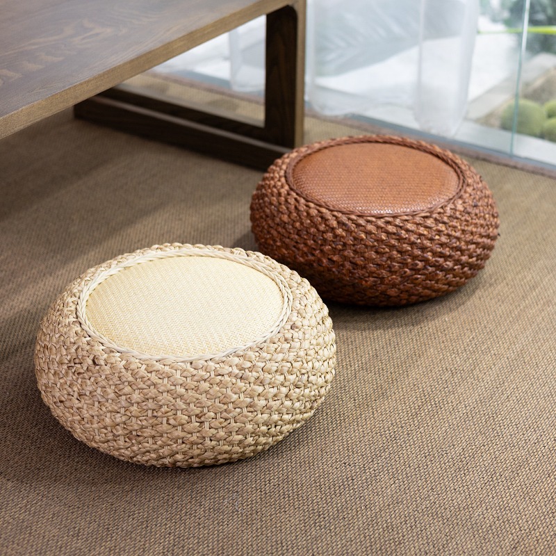 Meditation Cushion Zafu - Rattan Round Floor Cushion - Tatami