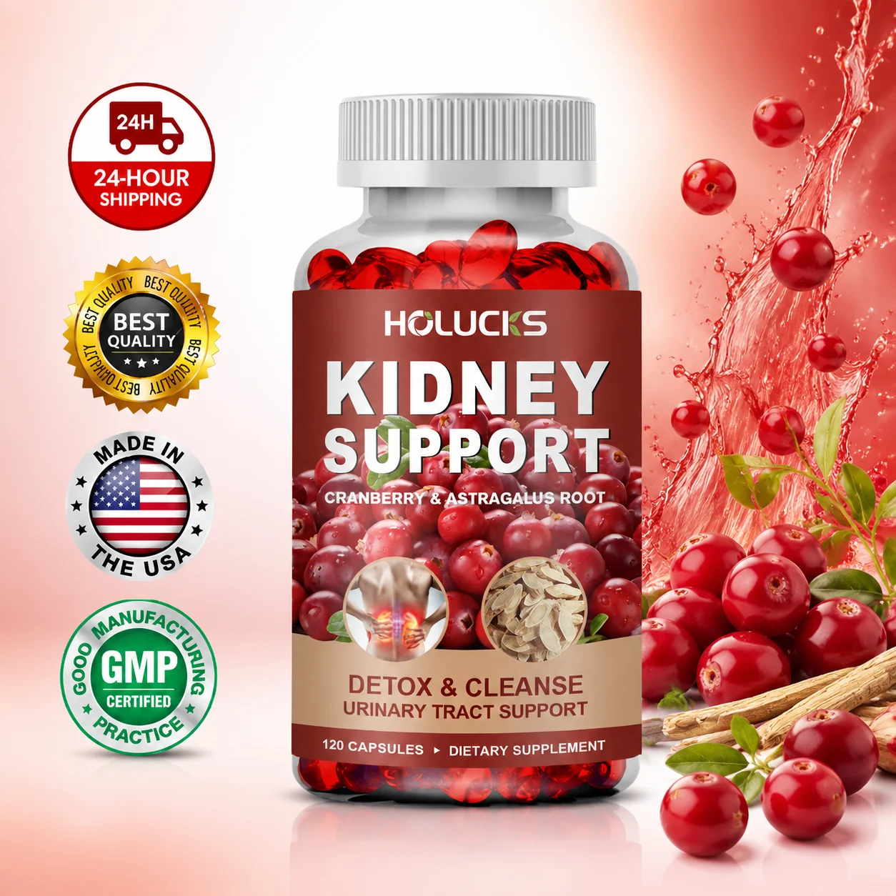 Health Wellness & Nutrition Center Llc - Natural Kidney Cleanse Capsules, with Cranberry,