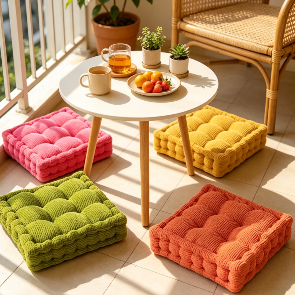 Meditation Cushion Zafu - Solid Tufted Meditation Floor Pillow Thick